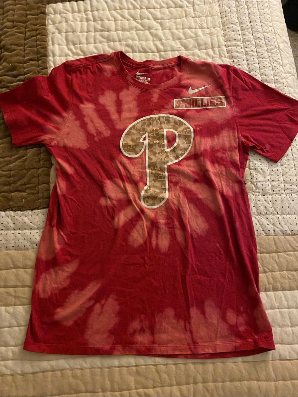 Nike Red Tie-Dye Phillies Logo T-Shirt